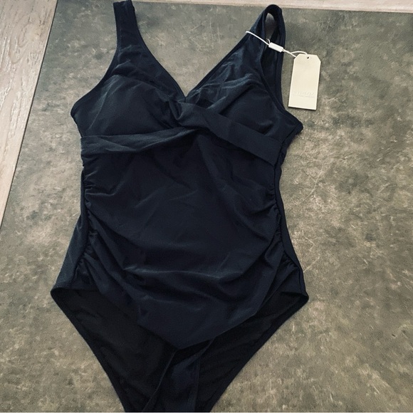 Women's One Piece Swimsuit Ruched Tummy Control  Slimming Push Up V Neck - Picture 8 of 13